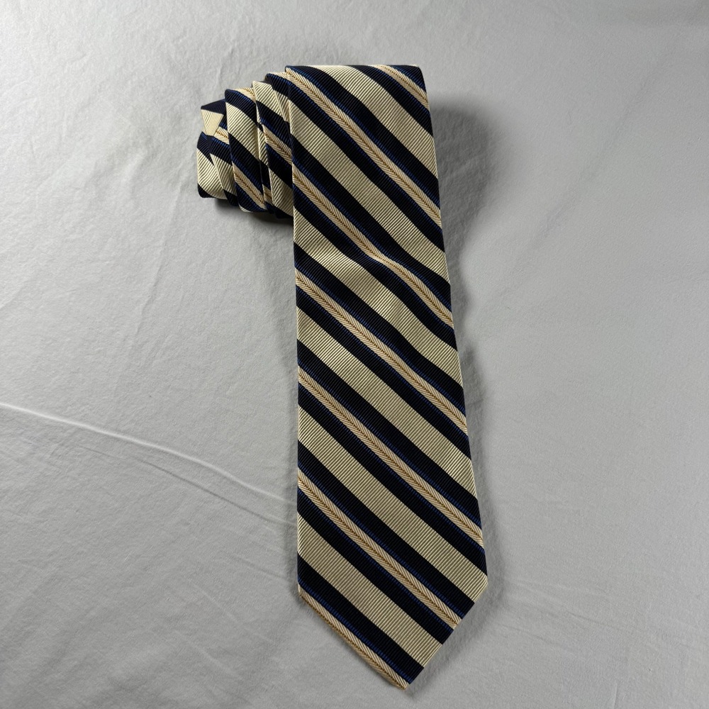 Robert Talbott Mark Shale Best of‎ Class Blue Gold Striped Silk Mogador Necktie
